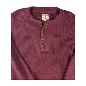 Red Head Brand Sweater Men's Henley Pull Over Cotton  Heather Burgundy Large